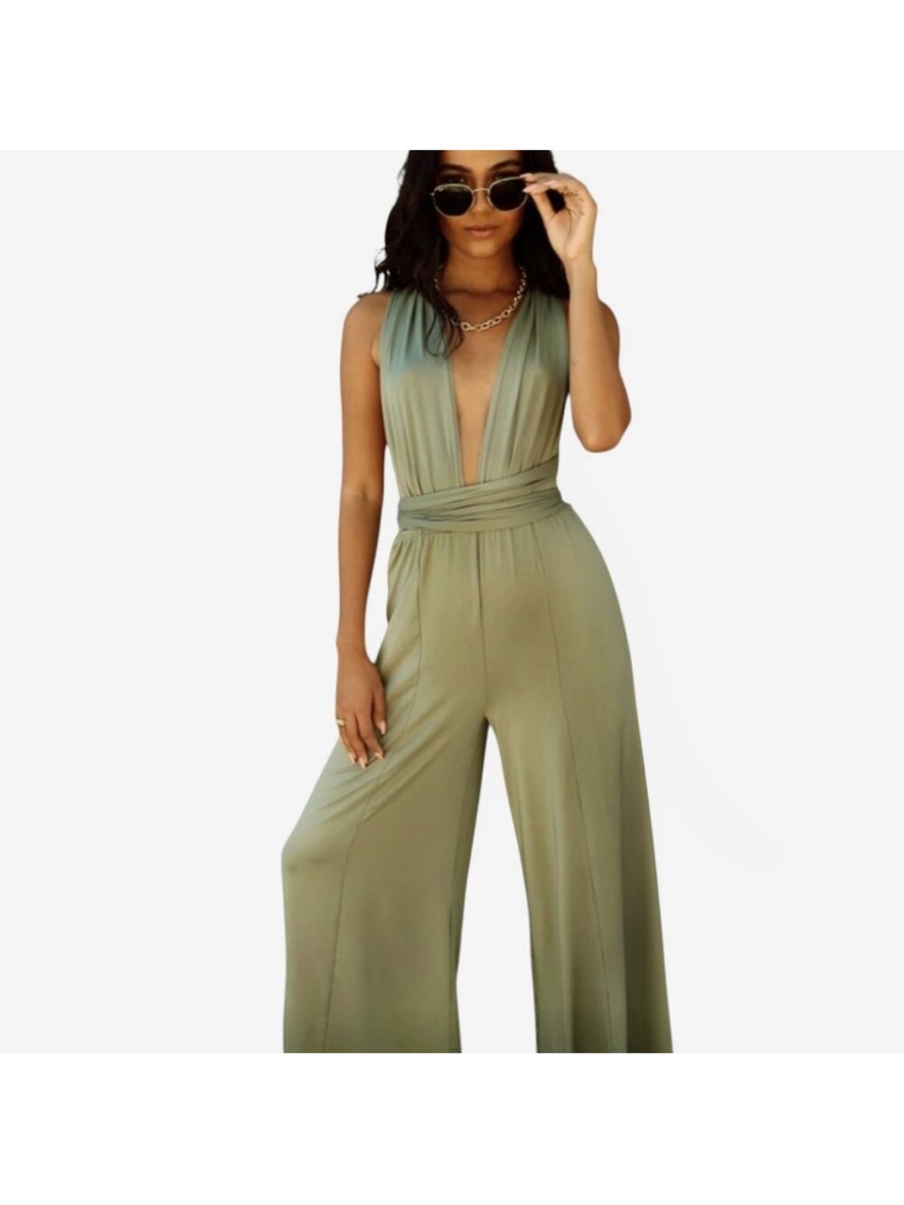 12th TRIBE HALTER JUMPSUIT FLOWY WIDE LEG BODYCON BADDIE FESTIVAL SML